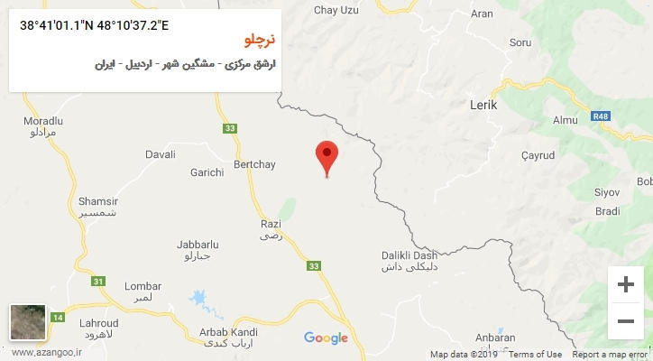 روستای نرچلو بر روی نقشه