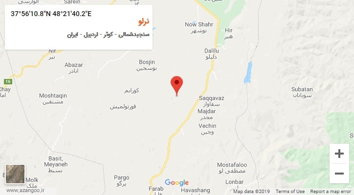 روستای نرلو بر روی نقشه