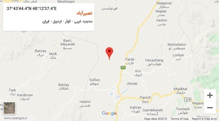 روستای نصیرآباد بر روی نقشه