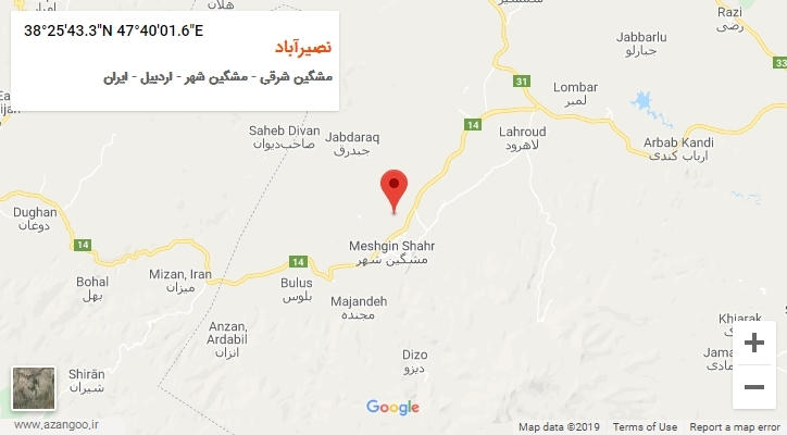 روستای نصیرآباد بر روی نقشه