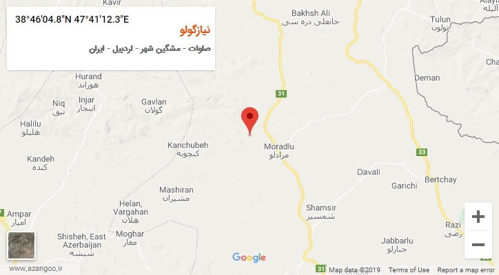 روستای نیازگولو بر روی نقشه