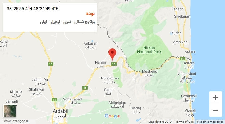 روستای نوده بر روی نقشه