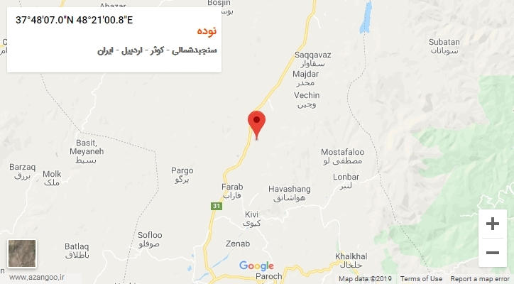 روستای نوده بر روی نقشه