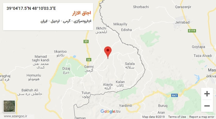 روستای اجاق الازار بر روی نقشه