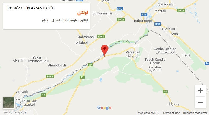 روستای اولتان بر روی نقشه