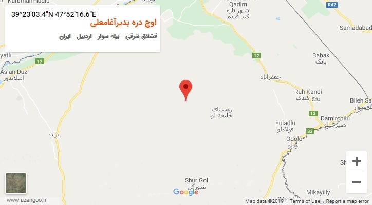 روستای اوچ دره بدیرآغامعلی بر روی نقشه