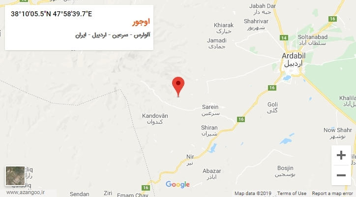 روستای اوجور بر روی نقشه