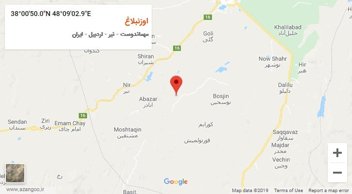 روستای اوزنبلاغ بر روی نقشه