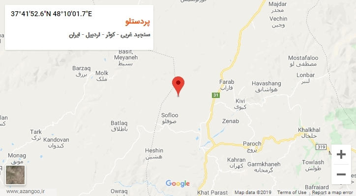 روستای پردستلو بر روی نقشه
