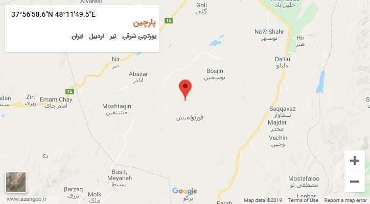 روستای پارچین بر روی نقشه