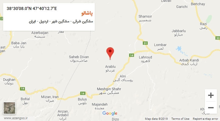 روستای پاشالو بر روی نقشه