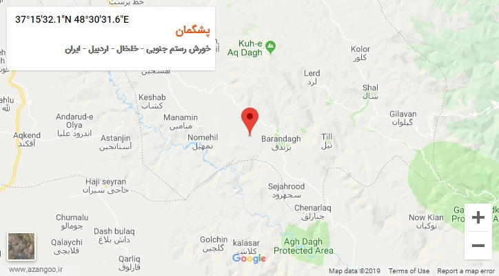 روستای پشگمان بر روی نقشه
