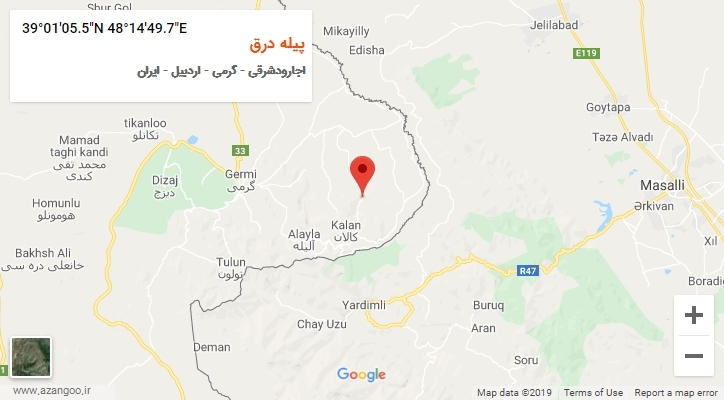 روستای پیله درق بر روی نقشه
