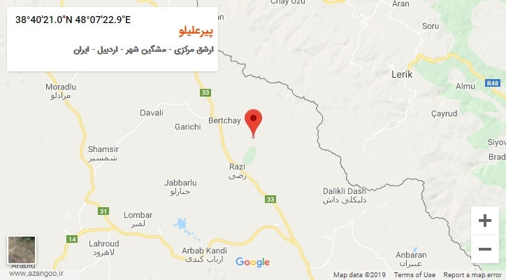 روستای پیرعلیلو بر روی نقشه