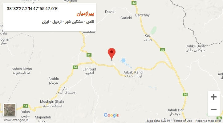 روستای پیرازمیان بر روی نقشه
