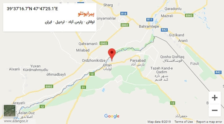 روستای پیرایوتلو بر روی نقشه