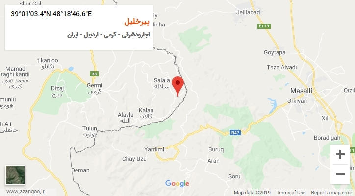 روستای پیرخلیل بر روی نقشه