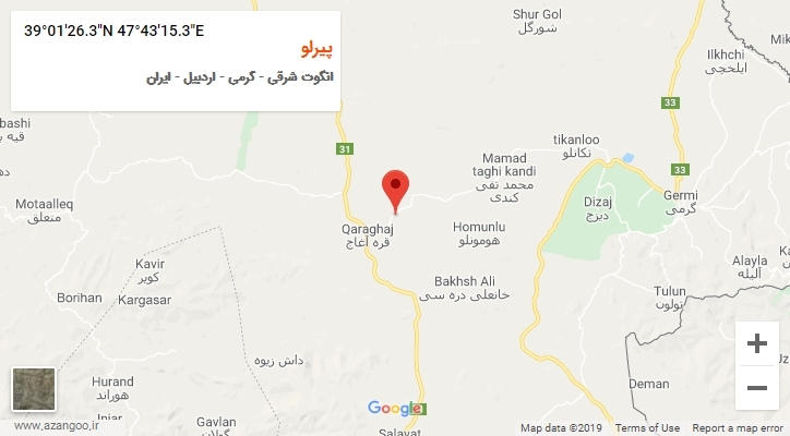 روستای پیرلو بر روی نقشه