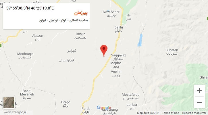 روستای پیرزمان بر روی نقشه