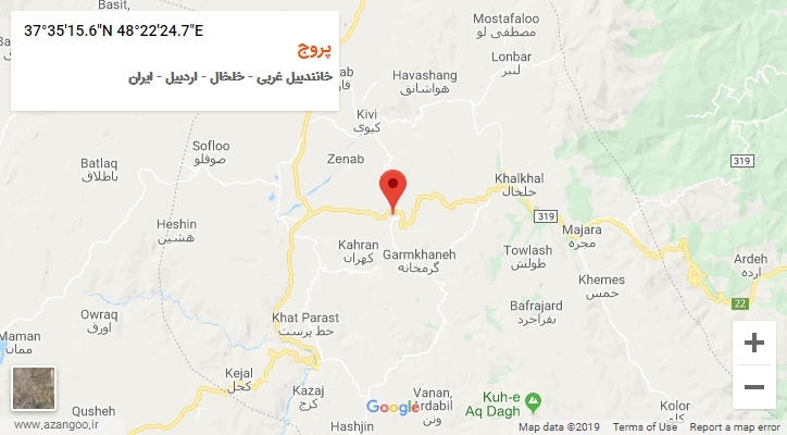 روستای پروج بر روی نقشه