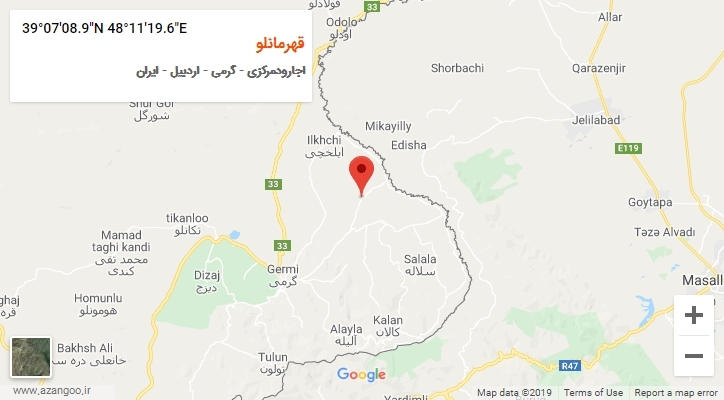 روستای قهرمانلو بر روی نقشه