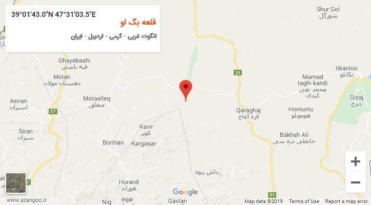 روستای قلعه بگ لو بر روی نقشه