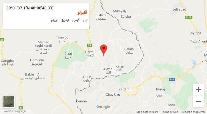روستای قنبرلو بر روی نقشه