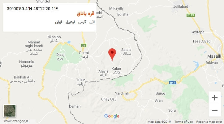 روستای قره یاتاق بر روی نقشه