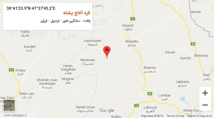 روستای قره آغاج پشته بر روی نقشه