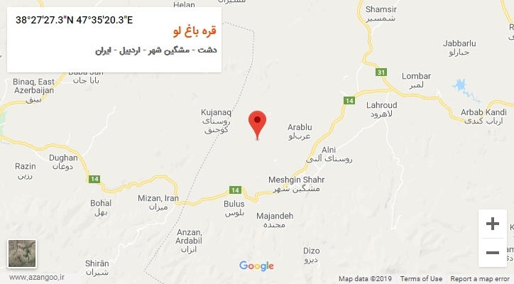 روستای قره باغ لو بر روی نقشه