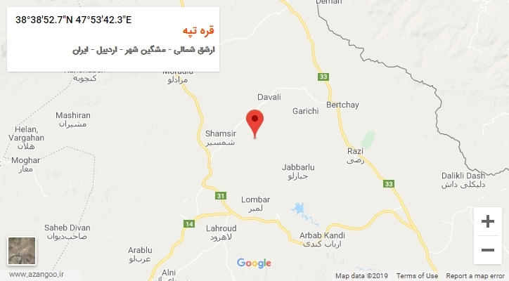 روستای قره تپه بر روی نقشه