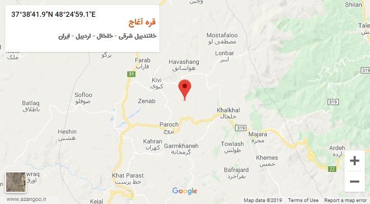 روستای قره آغاج بر روی نقشه