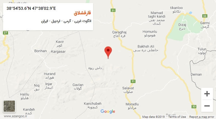 روستای قارقشلاق بر روی نقشه