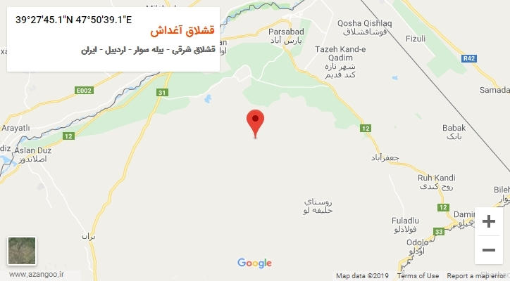 روستای قشلاق آغداش بر روی نقشه