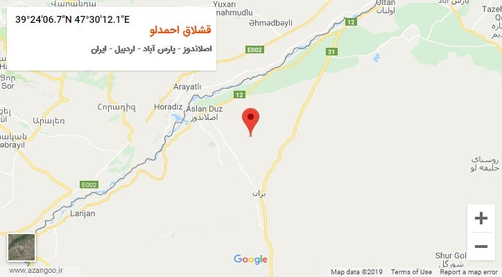 روستای قشلاق احمدلو بر روی نقشه