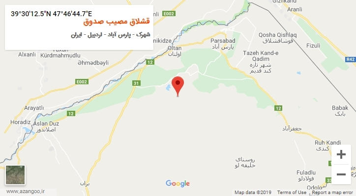 روستای قشلاق مصیب صدوق بر روی نقشه