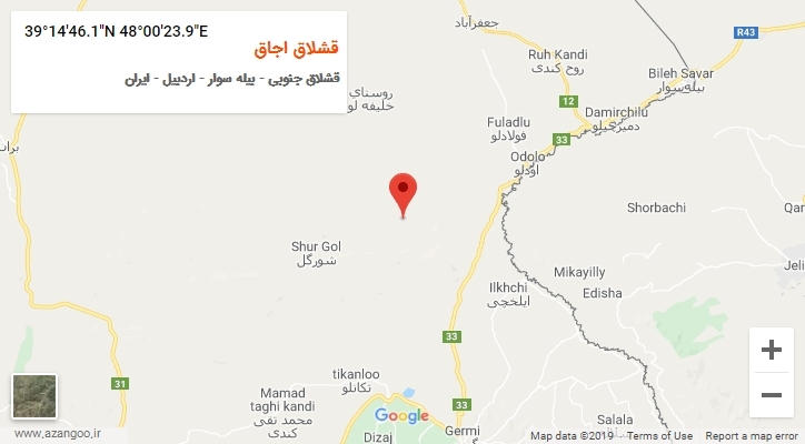روستای قشلاق اجاق بر روی نقشه