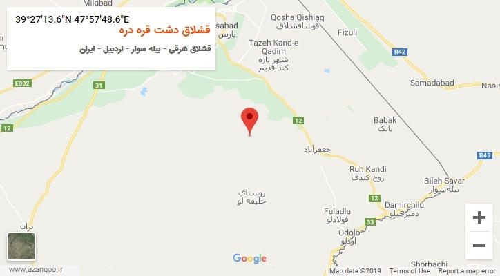روستای قشلاق دشت قره دره بر روی نقشه