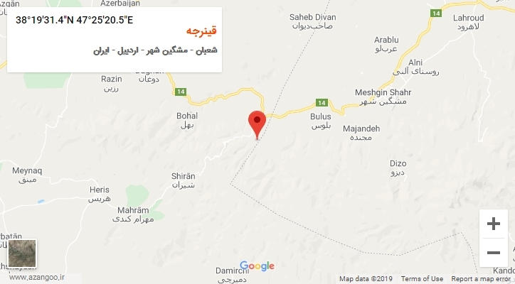 روستای قینرجه بر روی نقشه