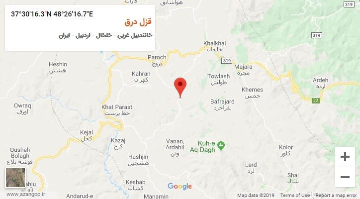 روستای قزل درق بر روی نقشه