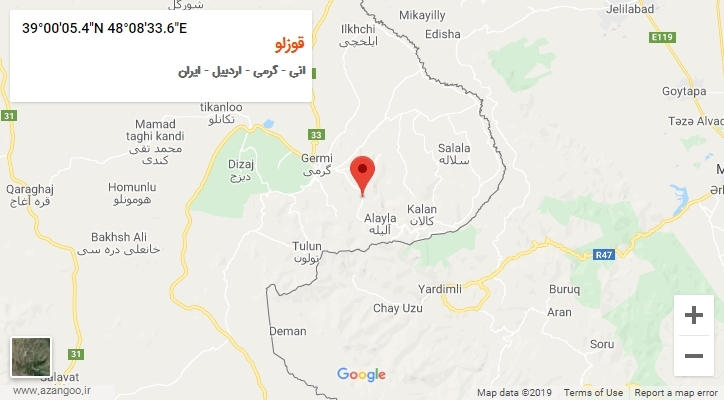 روستای قوزلو بر روی نقشه