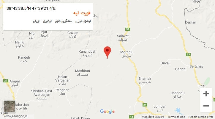 روستای قورت تپه بر روی نقشه