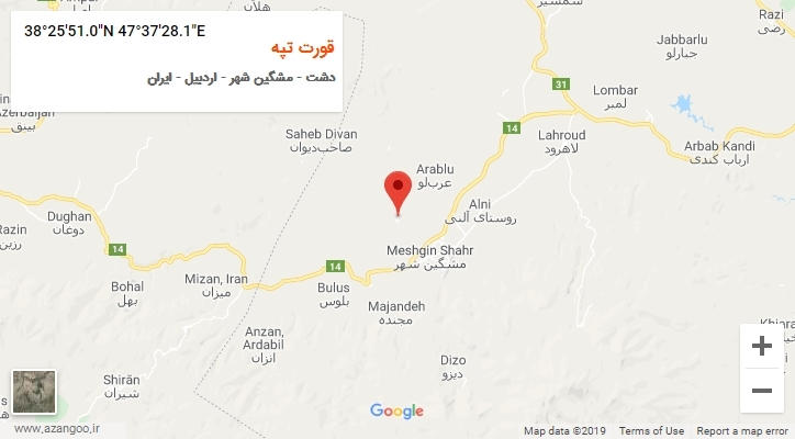 روستای قورت تپه بر روی نقشه
