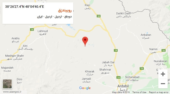 روستای روییندزق بر روی نقشه