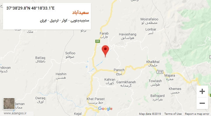 روستای سعیدآباد بر روی نقشه