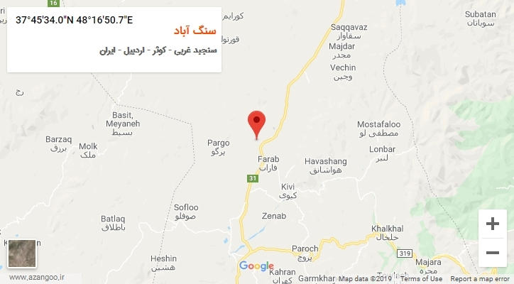 روستای سنگ آباد بر روی نقشه