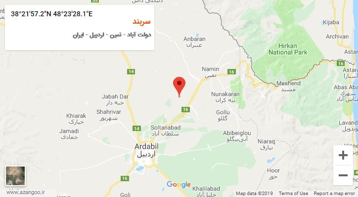 روستای سربند بر روی نقشه