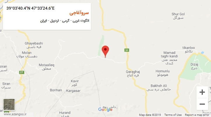 روستای سروآغاجی بر روی نقشه