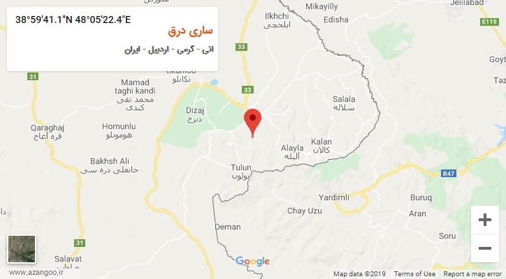 روستای ساری درق بر روی نقشه