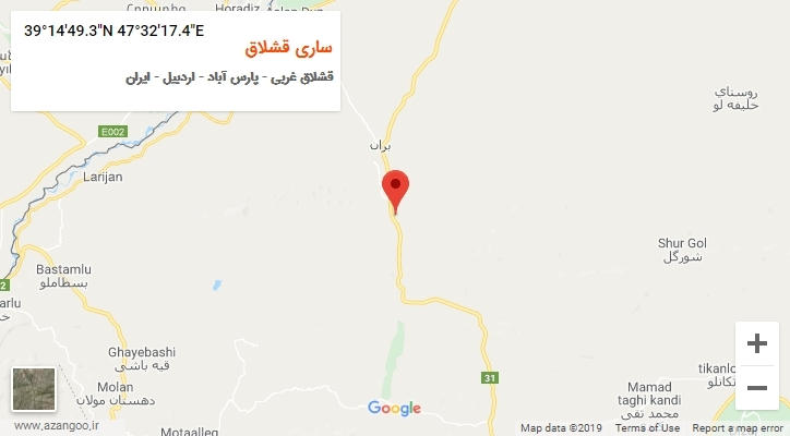 روستای ساری قشلاق بر روی نقشه